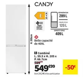 Candy - Combiné L. 59,5 X H. 205 X P. 66.7cm offre à 549,99€ sur Conforama