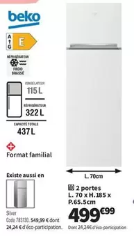 Beko - 2 Portes offre à 499,99€ sur Conforama