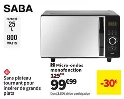 Saba - Micro-ondes Monofonction offre à 99,99€ sur Conforama