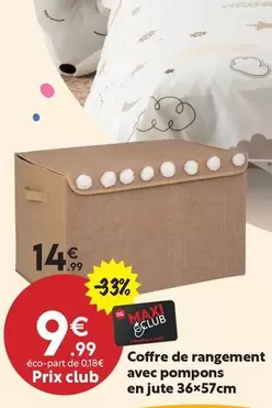 Coffre De Rangement Avec Pompons En Jute 36x57cm offre à 9,99€ sur Maxi Bazar