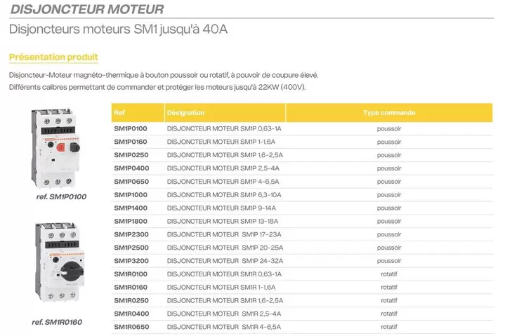 Disjoncteurs Moteurs SM1 Jusqu'à 40A offre sur Yesss Electrique