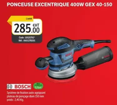 Bosch - Ponceuse Excentrique 400w Gex 40-150 offre à 285€ sur DomPro