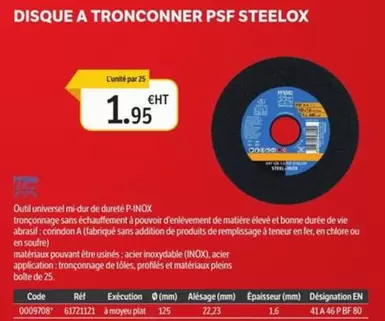 Disque A Tronconner Psf Steelox offre à 1,95€ sur DomPro