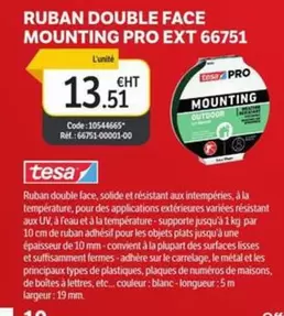 Tesa - Ruban Double Face Mounting Pro Ext 66751 offre à 13,51€ sur DomPro