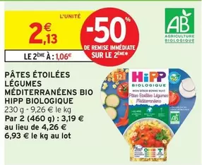 Hipp - Pâtes Étoilées Légumes Méditerranéens Bio Biologique offre à 2,13€ sur Intermarché Hyper