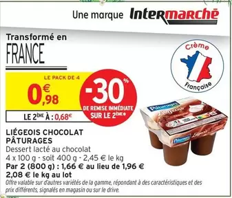 Paturages - Liégeois Chocolat offre à 0,98€ sur Intermarché Hyper