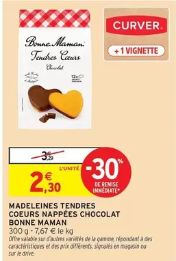 Bonne Maman - Madeleines Tendres Coeurs Nappées Chocolat offre à 2,3€ sur Intermarché Hyper