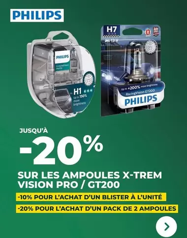 Philips - Sur Les Ampoules X Trem Vision Pro/Gt200 offre sur Feu Vert