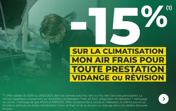 Sur La Climatiisation Mon Air Frais Pour Toute Prestation Vidange Ou Révision offre sur Feu Vert