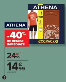 Athena - Pyjama Court Homme  offre à 14,99€ sur Carrefour Contact