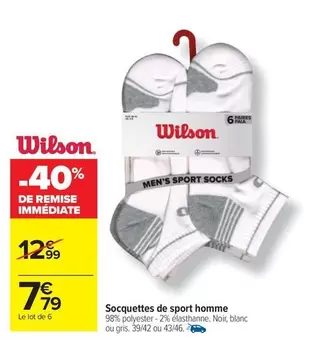 Wilson - Socquettes De Sport Homme offre à 7,79€ sur Carrefour Contact