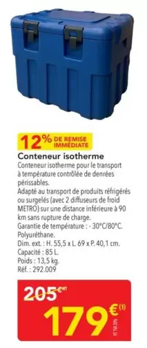 Metro - Conteneur Isotherme offre à 179€ sur Metro