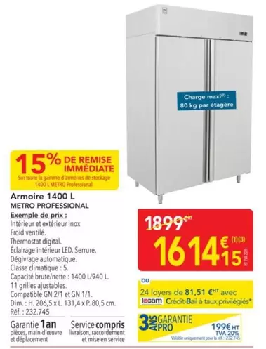 Metro - Armoire 1400 L offre à 1614,15€ sur Metro