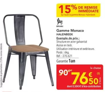 Gamme Monaco offre à 76,5€ sur Metro