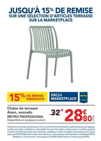 Chaise De Terrasse offre à 28,8€ sur Metro