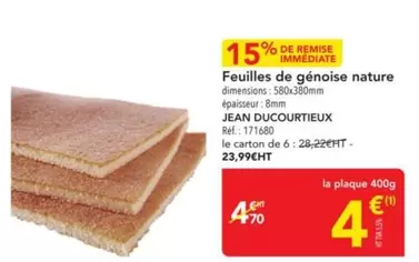 Feuilles De Génoise Nature offre à 4€ sur Metro