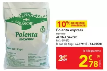 Alpina - Polenta Express offre à 2,78€ sur Metro