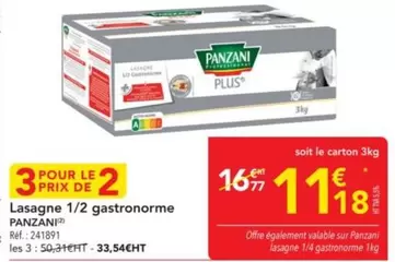 Panzani - Lasagne 1/2 Gastronorme offre à 11,18€ sur Metro