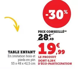 Table Enfant offre à 19,99€ sur Hyper U