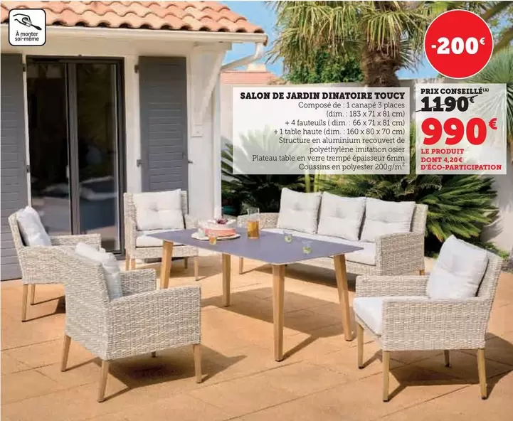 Salon De Jardin Dinatoire Toucy offre à 990€ sur Hyper U