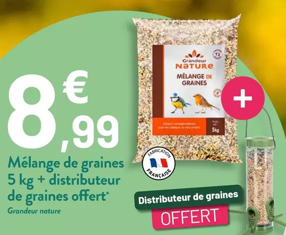 Grandeur Nature - Mélange De Graines 5 Kg + Distributeur De Graines Offert offre à 8,99€ sur VillaVerde