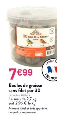 Grandeur Nature - Boules De Graisse Sans Filet Par 30 offre à 7,99€ sur VillaVerde