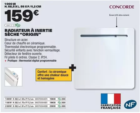 Écran - Radiateur À Inertie Sèche "origin" offre à 159€ sur Brico Dépôt