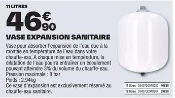 Vase Expansion Sanitaire offre à 46,9€ sur Brico Dépôt