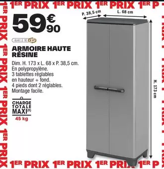 Armoire Haute Résine offre à 59,9€ sur Brico Dépôt