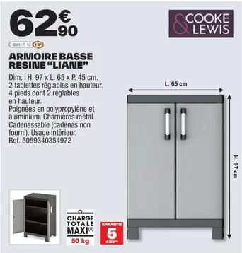 Cooke & Lewis - Armoire Basse Resine "Liane" offre à 62,9€ sur Brico Dépôt