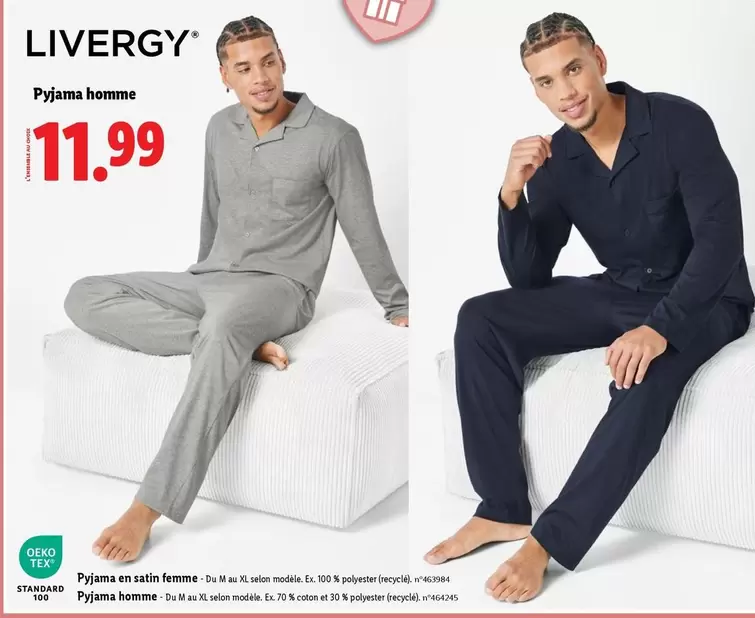 Livergy - Pyjama Homme offre à 11,99€ sur Lidl