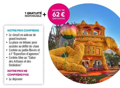 1 Gratuité, Notre Prix Comprend offre à 62€ sur Salaün Holidays