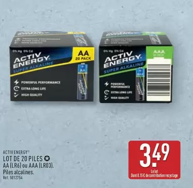 Activ Energy - Lot De 20 Piles AA offre à 349€ sur Aldi