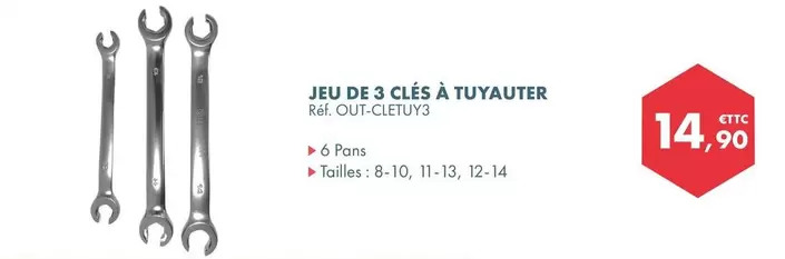 Jeu De 3 Cles A Tuyauter offre à 14,9€ sur Autodistribution