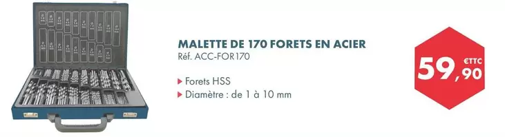 Malette De 170 Forets En Acier offre à 59,9€ sur Autodistribution