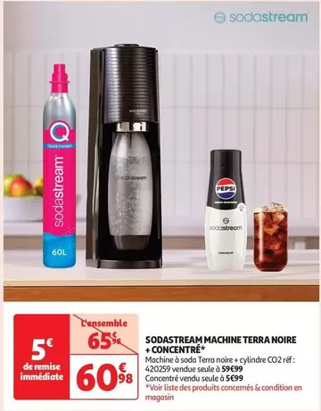 Sodastream -  Machine Terra Noire + Concentre offre à 60,98€ sur Auchan Hypermarché