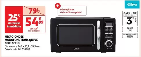 Qilive - Micro-ondes Monofonctions 600177718 offre à 54,99€ sur Auchan Hypermarché