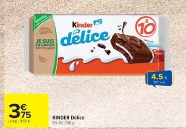 Kinder - Delice offre à 3,75€ sur Cora