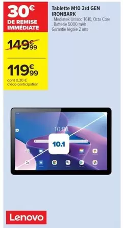 Lenovo - Tablette M10 3d Gen Iponbark offre à 119,99€ sur Cora