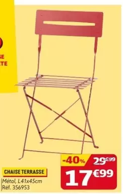 Chaise Terrasse offre à 17,99€ sur Gifi