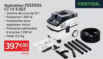 Festool - Aspirateur CT 15 E-SET offre à 397€ sur Quéguiner