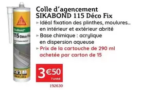 Sika - Colle D'Agencement 115 Déco Fix offre à 3,5€ sur Quéguiner