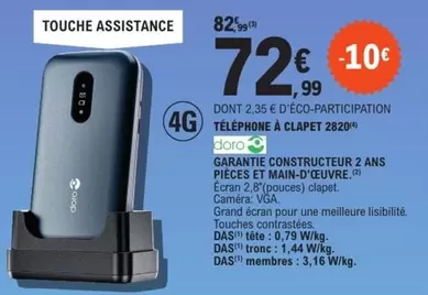 Téléphone À Clapet 2820 offre à 72,99€ sur E.Leclerc Espace Culturel