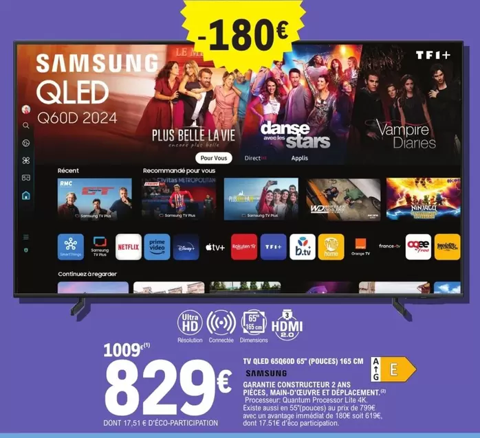 Samsung - Tv Qled Q60c 2024 offre à 829€ sur E.Leclerc