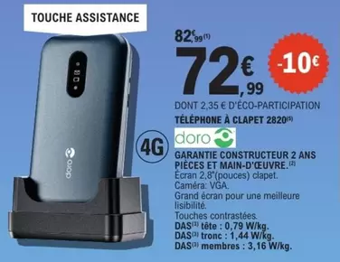 Doro - Garantie Constructeur 2 Ans Pièces Et Main D'écouvre offre à 72,99€ sur E.Leclerc