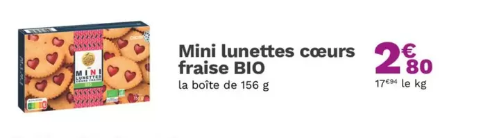 Mini Lunettes Cœurs Fraise Bio offre à 2,8€ sur Picard