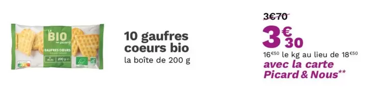 Picard - 10 Gaufres Coeurs Bio offre à 3,3€ sur Picard