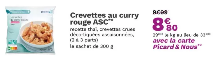 Picard - Crevettes Au Curry Rouge Asc offre à 8,8€ sur Picard