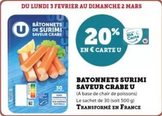 U - Batonnets Surimi Saveur Crabe offre sur Hyper U