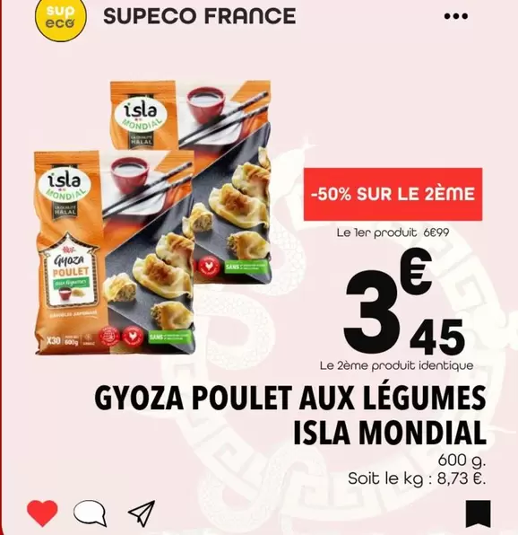 Isla Mondial - Gyoza Poulet Aux Legumes offre à 3,45€ sur Supeco